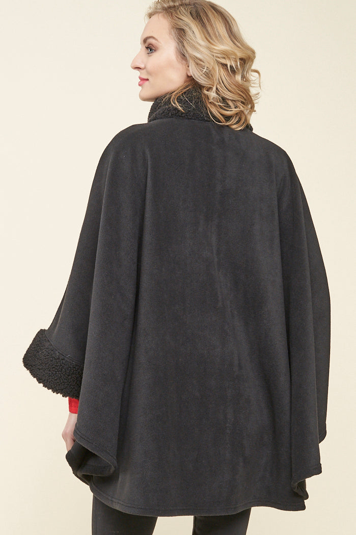 Desmona Faux Fur Trim Fleece Cape – Parkhurst Knitwear