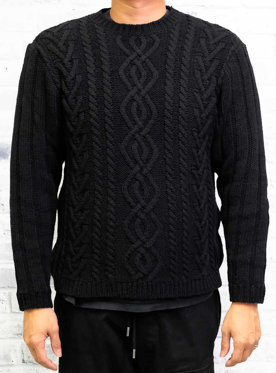 Men's Cable Wool Crewneck Sweater