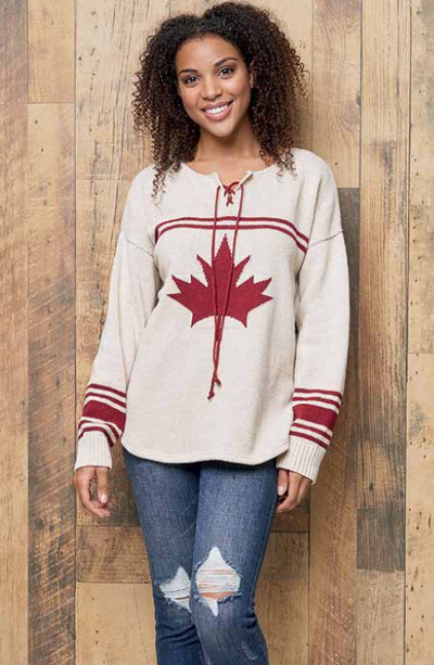 Canadiana Eco Cotton "Hockey" Pullover Sweater - Parkhurst Knitwear