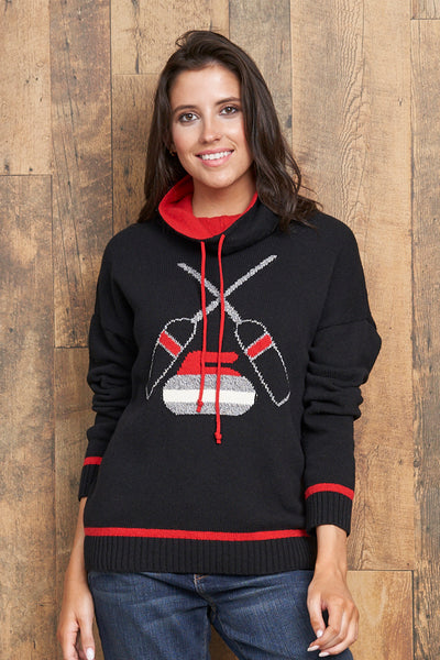Canadiana Eco Cotton "Curling" High neck/Funnel Pullover Sweater - Parkhurst Knitwear